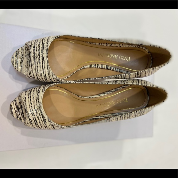 Enzo Angiolini stripe leather peep toe sz 5.5M - Picture 5 of 12